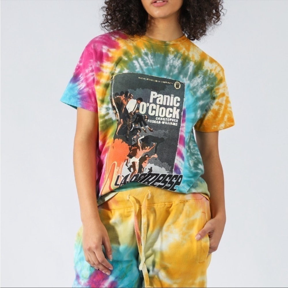 La Detresse Tropicali Panic Graphic Tie Dye Tee NWT‎